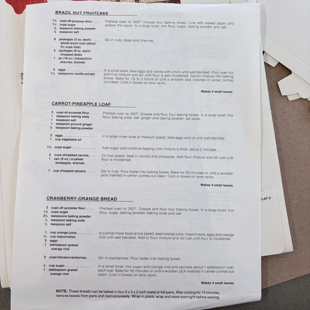 Vintage 1987 Current Inc Christmas Cottage Baked‎ Goods Gift Boxes Recipe Cards